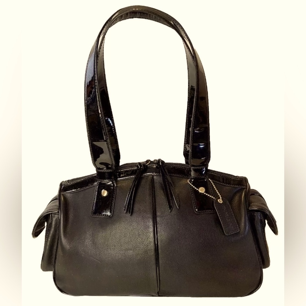 Laura Ashley Genuine Leather Vintage Y2K Early 2000s Black Purse Shoulder Bag